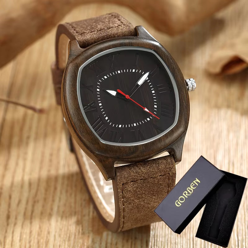 6TYPE Nature Wood Watches Men Women Genuine Leather Wrist Watch Handmade Bamboo Quartz-Watch Unisex Men'S Gift Relogio Masculino